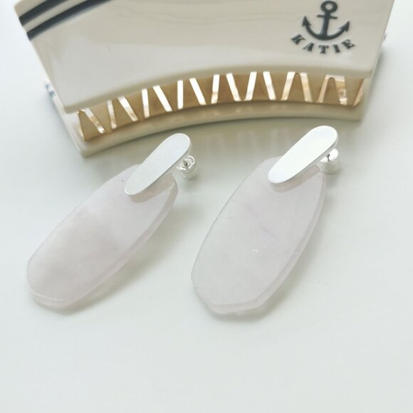 Alicia Bonnie Cathy Silver Rose Quartz Earrings - Picture 2 of 4